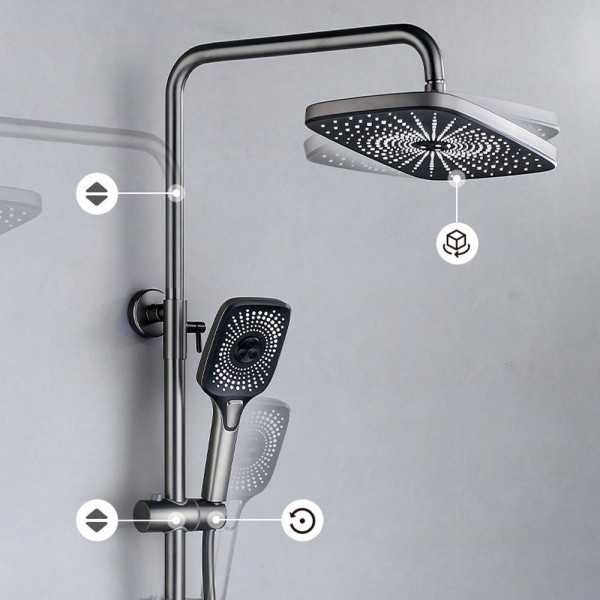 Луксозна мулти душ система с елегантен смесител VISION -  цвят графит, ROBOT SHOWER SET
